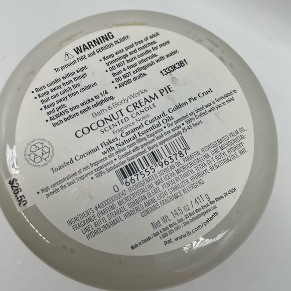 Bath & Body Works Coconut Cream Pie 3 Wick Candle New - Picture 2 of 2